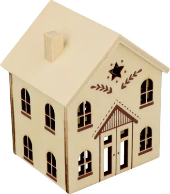 Image de Maison en bois à peindre, 9,5 x 7,8 x 7,8 cm, décoration pour Noël et scènes d'hiver
