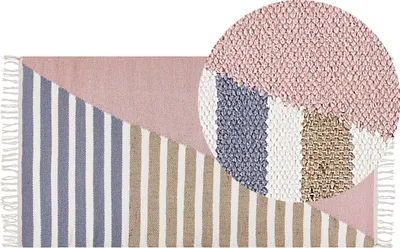 Produktbild von BELIANI Teppich mehrfarbig aus Wolle Jute 80 x 150 cm Rechteckig Handgewebt mit Quasten modernes Design