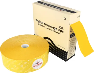 Produktbild von NASARA Kinesiologie Tape 5cm x 32m : Gelb Farbe: Gelb