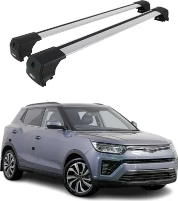 Image de Barres de toit Heavy Duty Pour SSANGYONG TIVOLI 2015-2025 Alu ABE Gris 2x