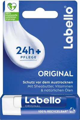 Obrázok produktu pre Labello Original, Balzam na pery, Bezfarebný, Unisex, Univerzálna pleť, Bambucké maslo, Hydratačný, Výživný, Zmäkčovadlo