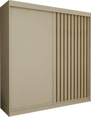 Produktbild von Masseno Schiebetürenschrank LAMELLO 200 cm Kleiderschrank Schlafzimmer Schrank 2-türig mit Lamellen Kaschmir