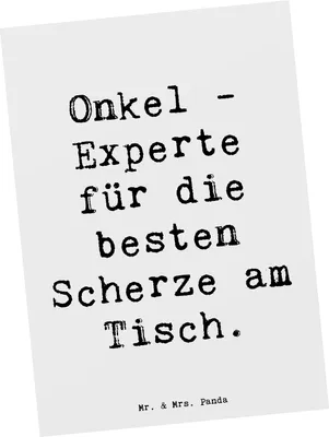Produktbild von Mr. & Mrs. Panda Postkarte Spruch Onkel Scherzkönig - Weiß - Geschenk, Familienangehöriger, Grußkarte, Geschenke, Postkarten, Ansichtskarten, Geburtstage, Ersatzvater
