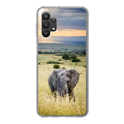 Produktbild von MuchoWow® Handyhülle Schutzhülle Hülle für Samsung Galaxy A32 5G Elefant - Tiere - Landschaft - Sonne - Natur Silikon Softcase Handy Hülle - Softcase