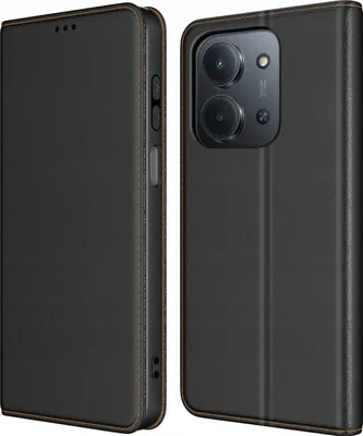 Zdjęcie produktu dla Etui do Xiaomi Redmi 15C SKÓRZANE CZARNE ZAMYKANE MAGNETYCZNE + SZKŁO