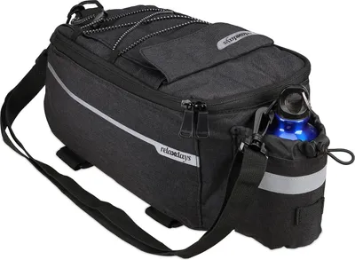 Produktbild von Relaxdays Gepäckträgertasche Fahrrad, isoliert, mit Flaschenhalter, wasserdicht, Fahrradtasche für Gepäckträger, schwarz