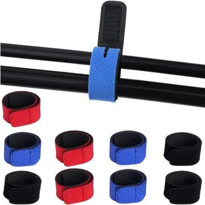 Produktbild von Elastische Angelrutenhalter für 3 Sets - 1 x Rot, 1 x Blau, 1 x Schwarz