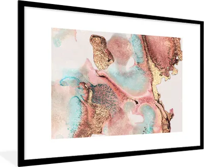 Produktbild von MuchoWow® Gerahmtes Poster Tinte - Pastell - Abstrakt 90x60 cm - Poster mit Schwarzem Bilderrahmen Wandposter Rahmen Foto Bilder - Wanddekoration - Fotos
