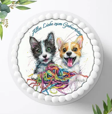 Produktbild von Für die Geburtstags Torte ein Tortenaufleger, Zuckerbild mit dem Motiv: Fellnasen, Essbares Foto für Torten, Fondant, Ø 20cm, 2427z