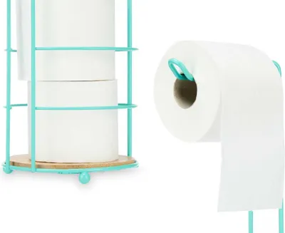 Image de BERILO | Support pour rouleaux de papier toilette - Support pour papier toilette - 16 x 16 x 64 cm - Mint - Support pour papier toilette