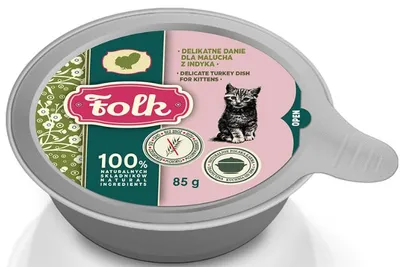 Imagen del producto de FOLK, alimento húmedo para gatitos, sabor delicado a pavo - 85g