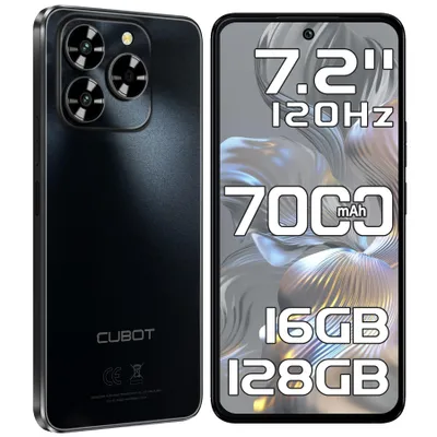 Produktbild von Cubot Note 60 Smartphone, 7,2" 120Hz, 7000mAh, 16GB+128GB, Android 15, NFC, IP65, Schwarz