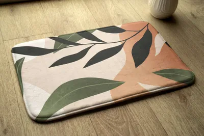 Produktbild von Badteppich Saugfähige - Badezimmer Teppich - Rutschfester Badvorleger Badematte - 75x45 cm - Tropische Abstraktion