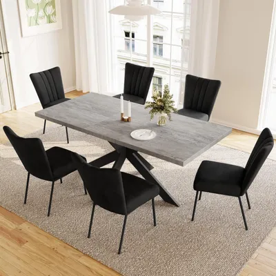 Zdjęcie produktu dla Rozkładany stół jadalny, szary, MDF, dla 4-8 osób, wymiary: 130-170 x 85 x 76 cm