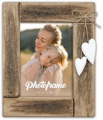 Immagine prodotto di Cornice per foto ESSENCE in legno 13x18 cm – stile rustico con cuori e juta