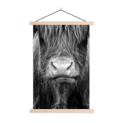 Produktbild von MuchoWow® Textilposter Schottischer Highlander - Haare - Tiere 40x60 cm mit holzfarbenen Rahmen - Poster