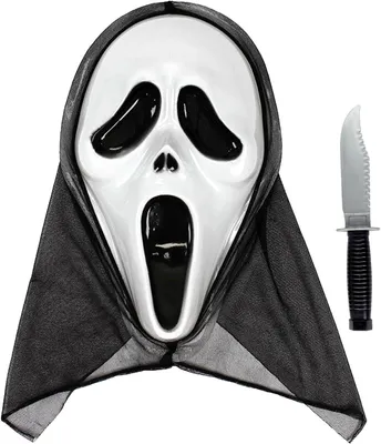 Productafbeelding van Horrormasker met een nepmes, standaardmaat, geschikt voor Halloween en kostuumfeesten