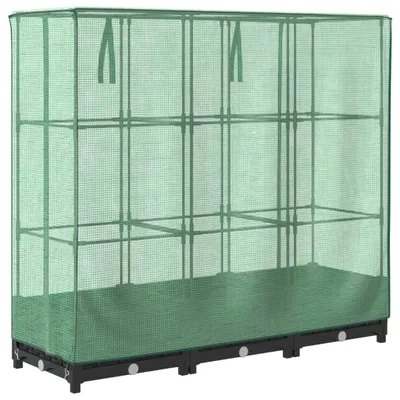 Obrázek produktu pro Vyvýšený záhon s krytem na skleník, ratanový vzhled 120 x 40 x 123 cm