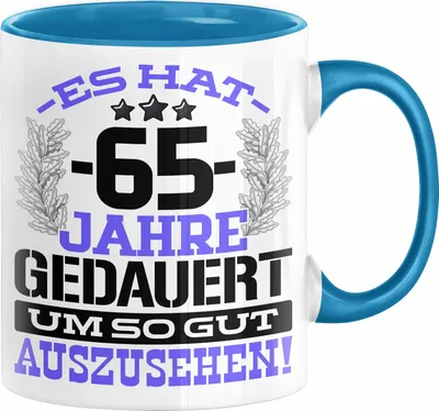 Produktbild von 65. Geburtstag Lustig Geschenk Männer Frauen Geschenkidee zum 65er Mann Frau Es Hat 65 Jahre Gedauert Um So Gut Auszusehen Mutter Vater (Blau)
