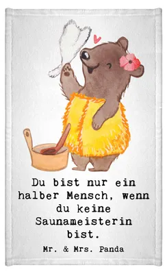 Produktbild von Mr. & Mrs. Panda Mini-Handtuch Saunameisterin Herz - Weiß - Geschenk, Handtuch Klein, frottierhandtuch, Gästehandtuch Bunt, Frotteehandtuch, Frotteetuch