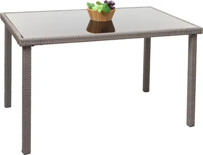 Zdjęcie produktu dla Stół ogrodowy z polirattanu HWC-G19, stół balkonowy, 120x75cm ~ Szary