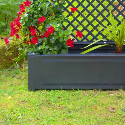 Produktbild von Pflanzkasten NYVIGreen 100x43x140 cm 110 Liter mit Spalier 2er Set - Pflanzkübel aus wetterfestem & recyceltem Kunststoff, Farbe:Anthrazit