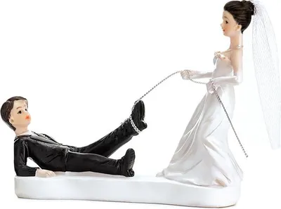 Produktbild von Tortenfigur Hochzeit 11,5cm Brautpaar mit Seil Weiß / Schwarz