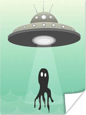 Produktbild von MuchoWow® Poster Eine Illustration eines UFOs, das einen Oktopus entführt - Jungen - Mädchen - Kinder - Kinder 120x160 cm - Wandbilder