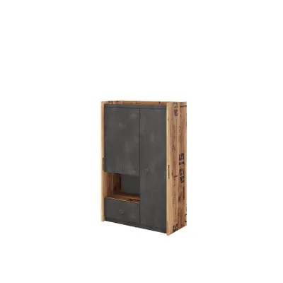 Produktbild von MINIO go for it, Schrank FARGO 4,  2 Türen, 1 Schublade – Alpenfichte / Rohstahl