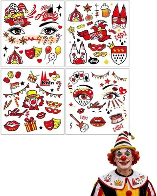 Produktbild von Famanu Gesichtstattoos für Karneval - Rote und weiße Motive