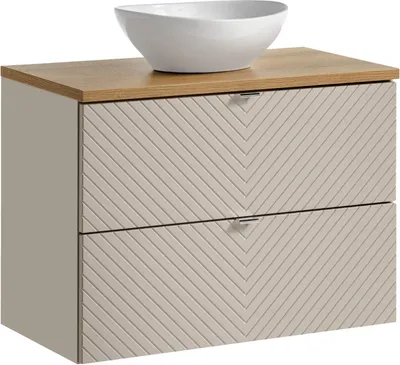 Zdjęcie produktu dla Szafka Łazienkowa 80 Cm Z Umywalką Nablatową I Blatem Dąb