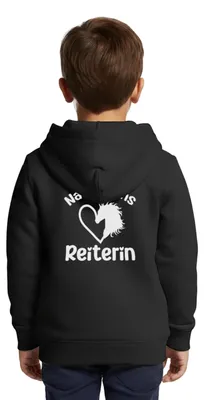 Produktbild von Spreadshirt Nachwuchs Reiterin | Pferdeliebe Mädchen Kinder Premium Organic Zip Hoodie, 110/116 (4 Jahre), Schwarz