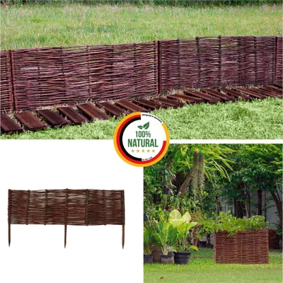 Produktbild von Floranica 1 Stück Beeteinfassung Weide 20 cm x 100 cm Handgemachte Rasenkante  Beetbegrenzung - Beetzaun