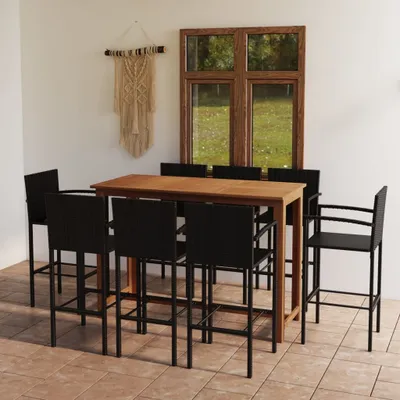Obrázok produktu pre Maison Exclusive – 9-dielna záhradná barová súprava, čierna
