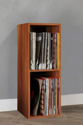 Produktbild von VCM Holz Stand Regal | Regal mit 2 großen Fächer | Maße: H. 72 x B. 34 x T. 30 cm | Platz für 65 Schallplatten | 1 fester Fachboden - Platto