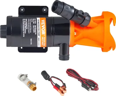Productafbeelding van VEVOR Draagbare vuilwaterpomp, 12V, 45 liter/minuut, afvalwaterpomp, vermaalpomp met afneembaar snelkoppelingventiel, metalen slangklem, netsnoer, geschikt voor campers, boten, schepen en woonsuiten