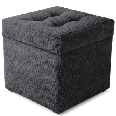 Produktbild von MG Design Polsterhocker Grau 45x45 cm - Stauraum 50L, bis 300 kg, stabil & pflegeleicht, für Wohnzimmer, Schlafzimmer & Flur