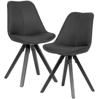 Produktbild von WOHNLING 2er Set Esszimmerstuhl Anthrazit mit schwarzen Beinen Stuhl Skandinavisch Polsterstuhl mit Stoff-Bezug Design Küchenstuhl gepolstert