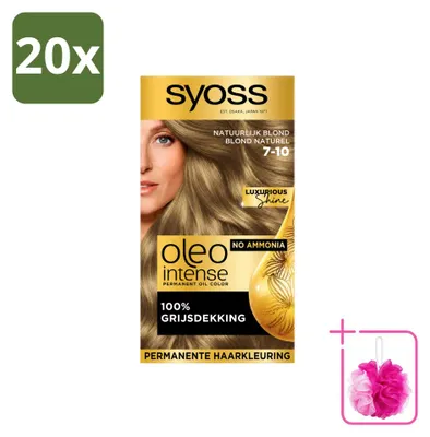 Zdjęcie produktu dla 20 sztuk farby do włosów Syoss Oleo Intense 7-10, trwała, odcień: naturalny blond, zestaw ekonomiczny