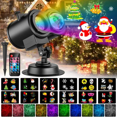 LED-Projektor 2-in-1, 12 Motive, IP44, Fernbedienung, Timer