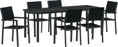 Image de vidaXL Ensemble de jardin 7 pcs noir Acier revêtu par poudre