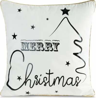 Produktbild von Eurofirany Kissenbezug Kissenhülle 45cm schwarz weiß Weihnachten