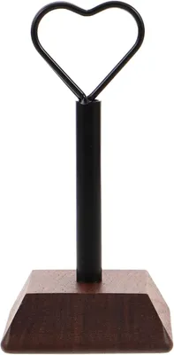 Produktbild von Kartenhalter aus Naturholz mit herzförmigem Metallclip, vielseitiger Tisch-Fotoständer für Hochzeiten, Babypartys, Büros und Veranstaltungen