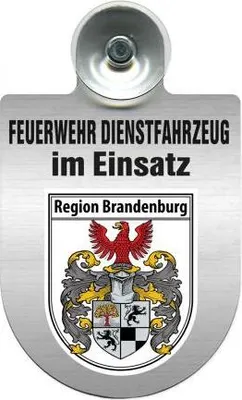 Produktbild von Einsatzschild Windschutzscheibe - Feuerwehr Dienstfahrzeug im Einsatz - 393801 - incl. Regionenwappen Color - Region Brandenburg