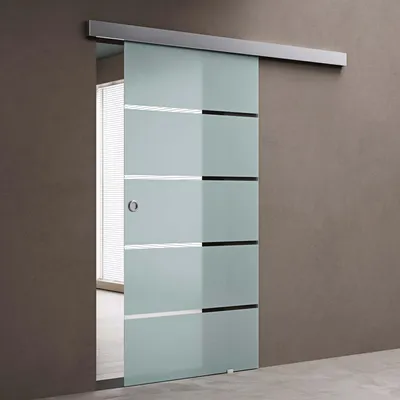 Immagine prodotto di doporro Porta Scorrevole in Vetro Temperato 8 mm Opaco a Strisce, Trasparente, con Binario in Alluminio Cromato, Kit Distanziale da Parete, 90x205 cm Amalfi11