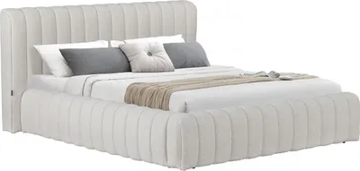 Immagine prodotto di Letto matrimoniale in tessuto "Tignes" con contenitore - 140 x 190 cm - Beige