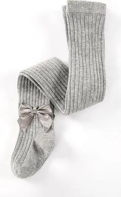 Immagine prodotto di Collant grigio a coste per bambini con fiocchi 6-8 anni
