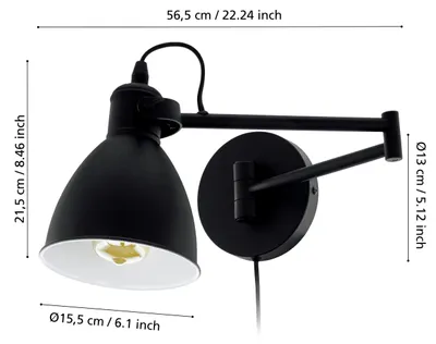 Obrázok produktu pre EGLO SAN PERI, Zarovnané, 1 žiaroviek, E27, Čierna