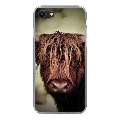 Produktbild von MuchoWow® Handyhülle Schutzhülle Hülle für iPhone 7 Schottischer Hochländer - Licht - Porträt - Natur Silikon Softcase Handy Hülle - Kartenhalter