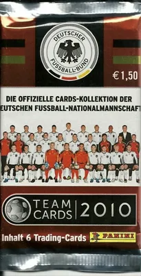 A product package for trading cards, featuring a team photo and branding.